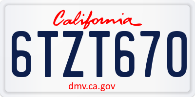 CA license plate 6TZT670