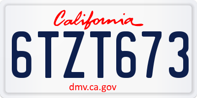 CA license plate 6TZT673