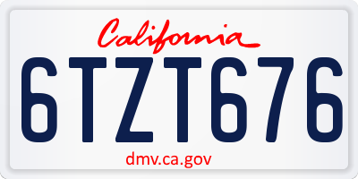 CA license plate 6TZT676