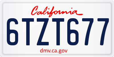 CA license plate 6TZT677