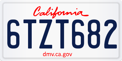 CA license plate 6TZT682