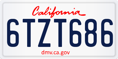 CA license plate 6TZT686