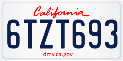 CA license plate 6TZT693