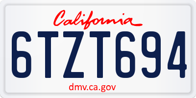 CA license plate 6TZT694