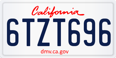 CA license plate 6TZT696