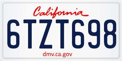CA license plate 6TZT698