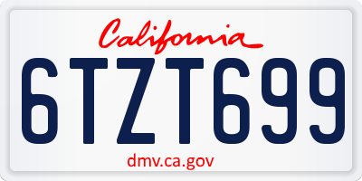 CA license plate 6TZT699