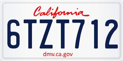 CA license plate 6TZT712