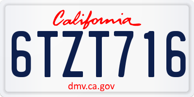 CA license plate 6TZT716