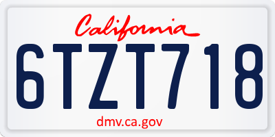 CA license plate 6TZT718