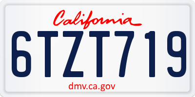 CA license plate 6TZT719