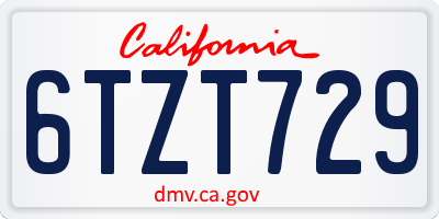CA license plate 6TZT729