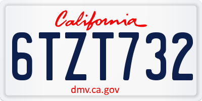 CA license plate 6TZT732