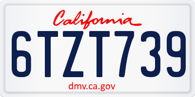 CA license plate 6TZT739
