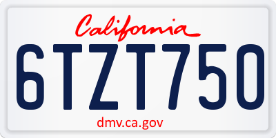 CA license plate 6TZT750