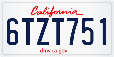 CA license plate 6TZT751