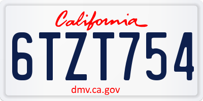 CA license plate 6TZT754