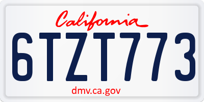 CA license plate 6TZT773