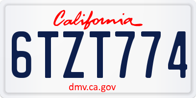 CA license plate 6TZT774