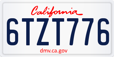 CA license plate 6TZT776