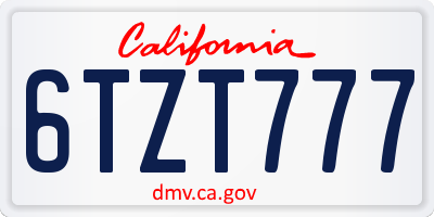 CA license plate 6TZT777