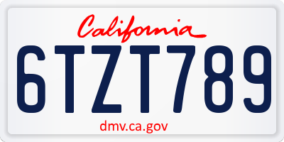 CA license plate 6TZT789