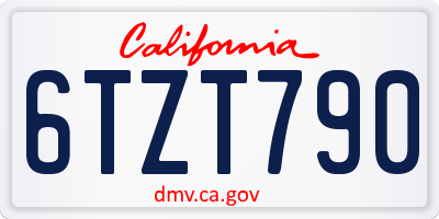 CA license plate 6TZT790
