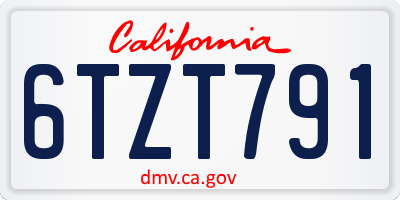 CA license plate 6TZT791