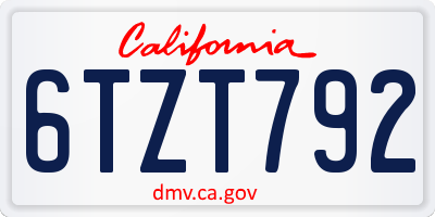 CA license plate 6TZT792