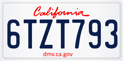 CA license plate 6TZT793