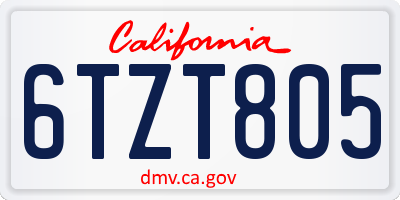 CA license plate 6TZT805