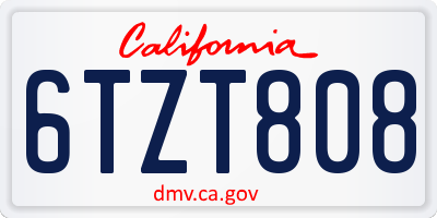 CA license plate 6TZT808