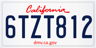 CA license plate 6TZT812