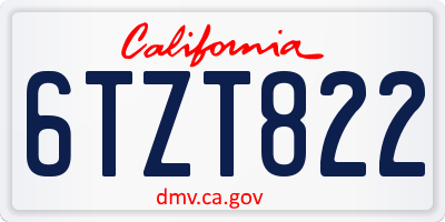 CA license plate 6TZT822