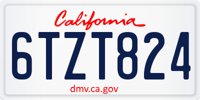 CA license plate 6TZT824