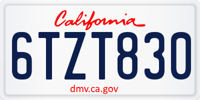 CA license plate 6TZT830
