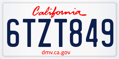 CA license plate 6TZT849