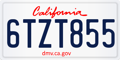CA license plate 6TZT855