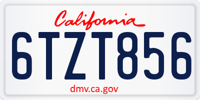 CA license plate 6TZT856