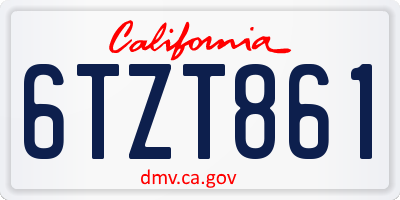 CA license plate 6TZT861