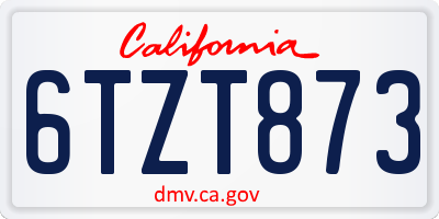 CA license plate 6TZT873