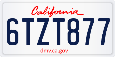 CA license plate 6TZT877