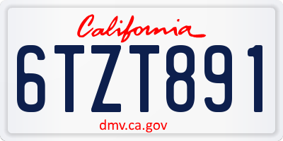 CA license plate 6TZT891