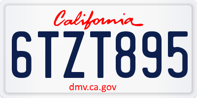 CA license plate 6TZT895