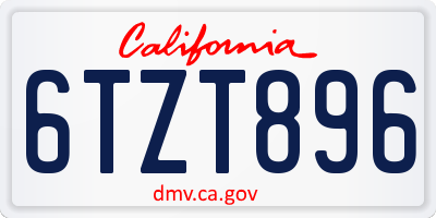 CA license plate 6TZT896