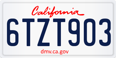 CA license plate 6TZT903