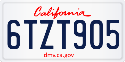 CA license plate 6TZT905