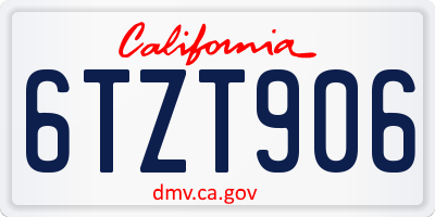 CA license plate 6TZT906