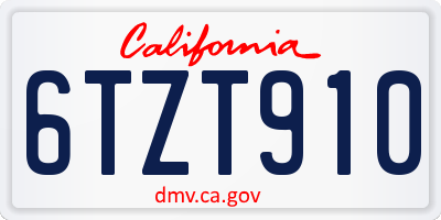 CA license plate 6TZT910