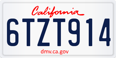 CA license plate 6TZT914